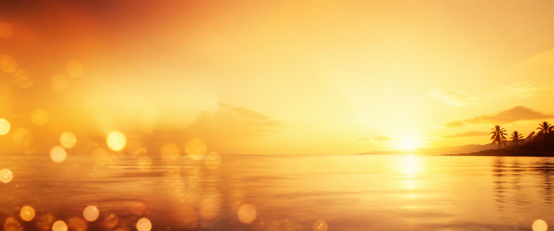 Golden sunset over tropical waters
